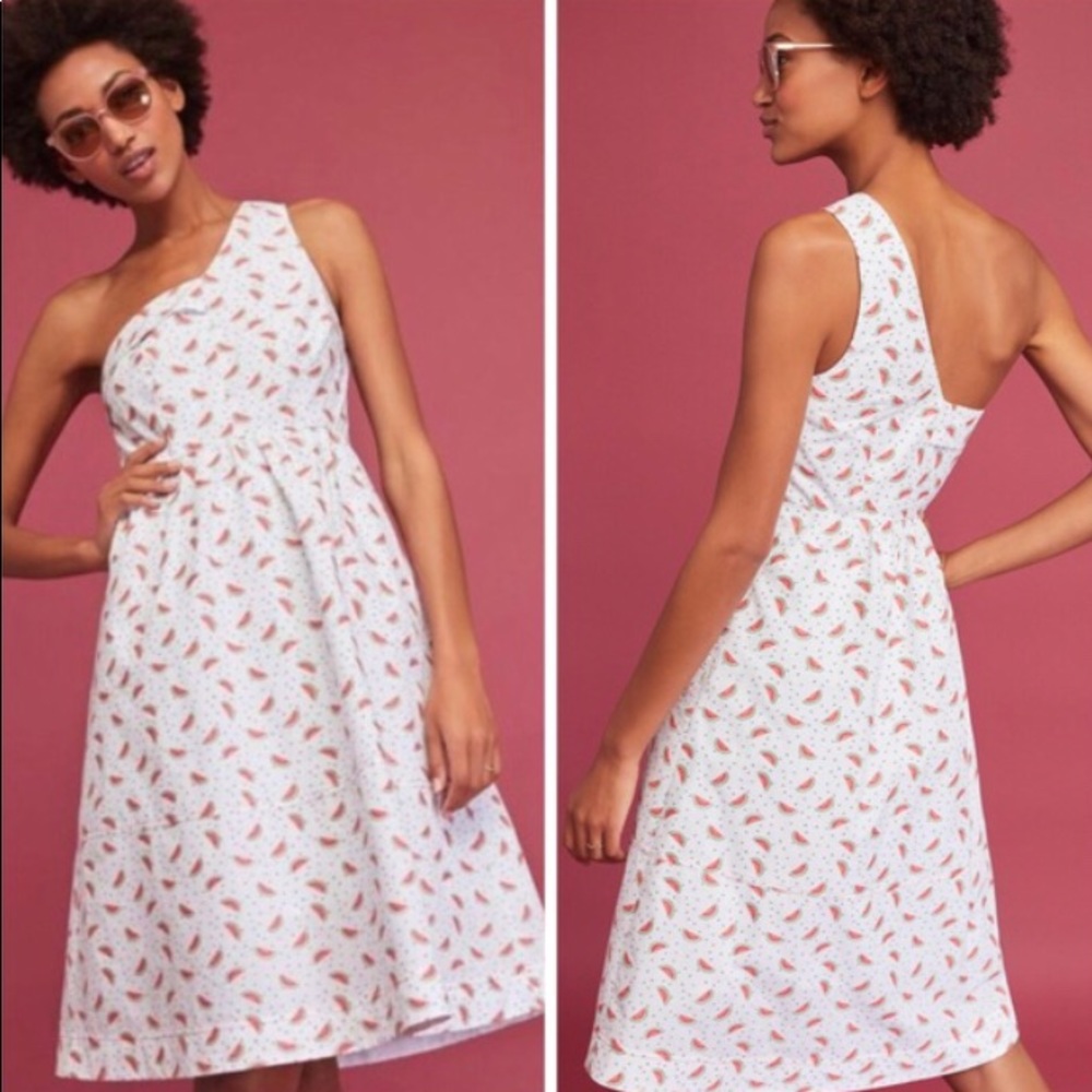 NWT Anthropologie Watermelon One-Shoulder Dress 🍉